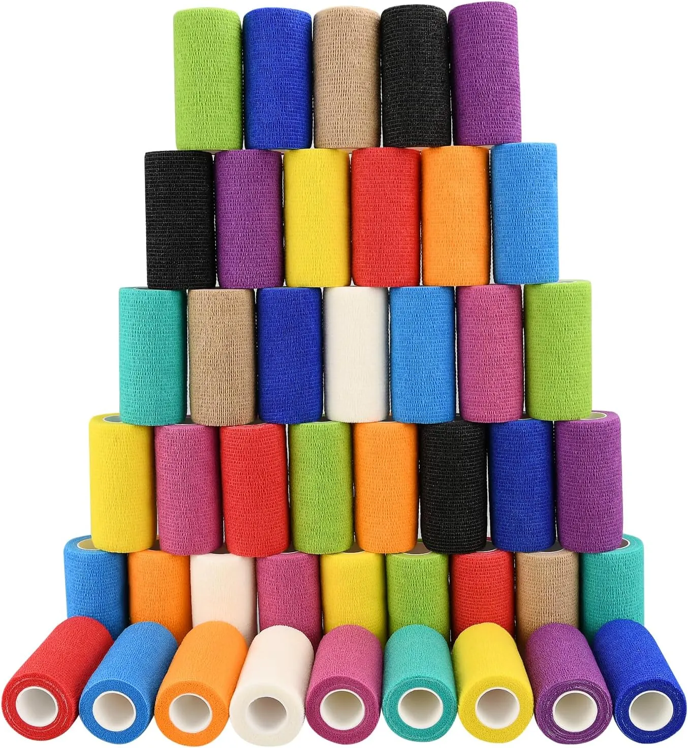 12/24/48pcs Self Adhesive Bandage Wraps, 1/2/3/4in 5 Yards, Multicolor/Skin Color, for Sports, Wrist, Ankle, Swelling and Vet Wrap