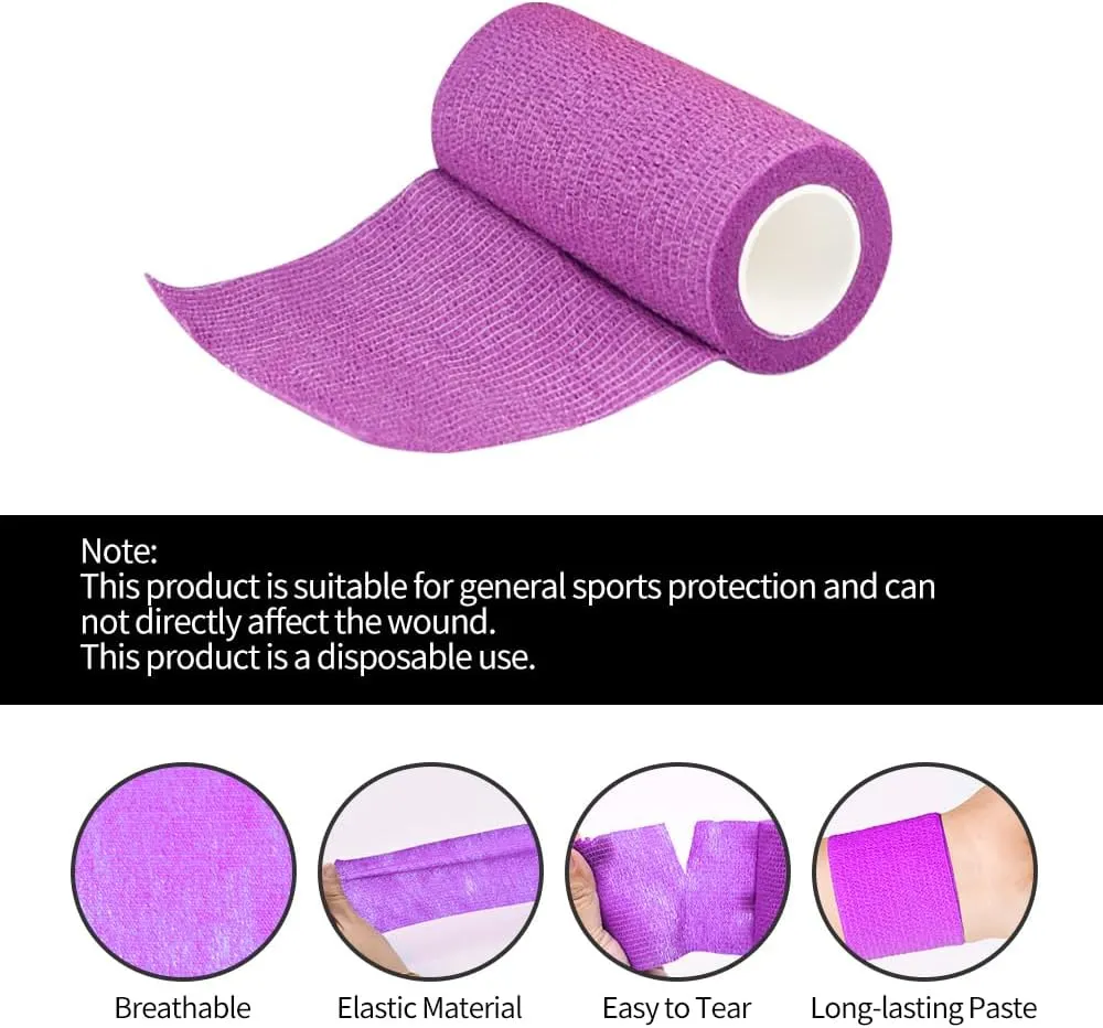 12/24/48pcs Self Adhesive Bandage Wraps, 1/2/3/4in 5 Yards, Multicolor/Skin Color, for Sports, Wrist, Ankle, Swelling and Vet Wrap