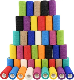 12/24/48pcs Self Adhesive Bandage Wraps, 1/2/3/4in 5 Yards, Multicolor/Skin Color, for Sports, Wrist, Ankle, Swelling and Vet Wrap