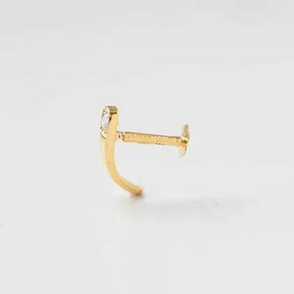 18ct Yellow Gold Faux Nose Ring with Screw Back Nose Stud set with one Cubic Zirconia NIP-7-090