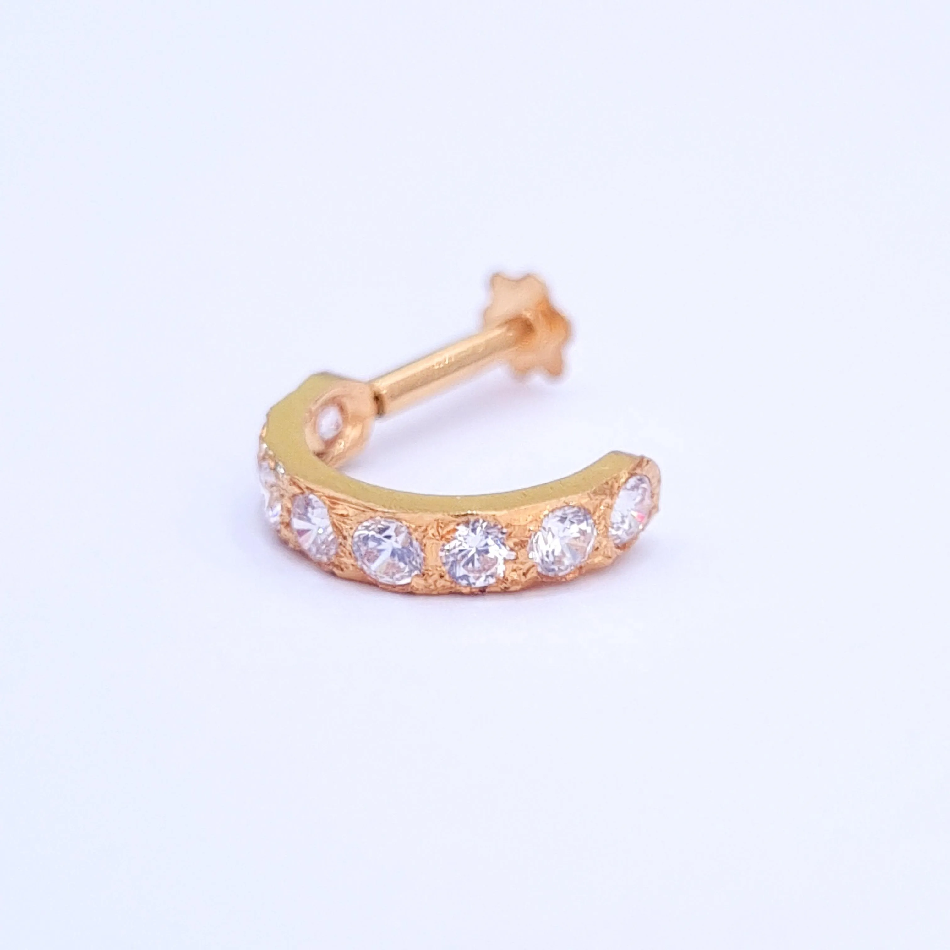 18ct Yellow Gold Faux Nose Ring with Screw Back Nose Stud with 8 Cubic Zirconias NS-2420