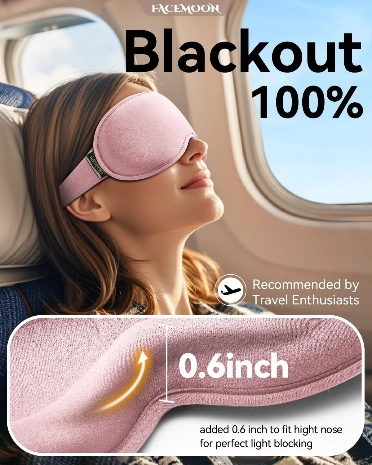 3D Weighted Sleep Mask for Women: 100% Light Blocking - Night Shift Nurse Essentials for Work, Road Trip Travel and Flight Essentials - Zero Eye Pressure for Eyelash, Soft Memory Foam, Pink