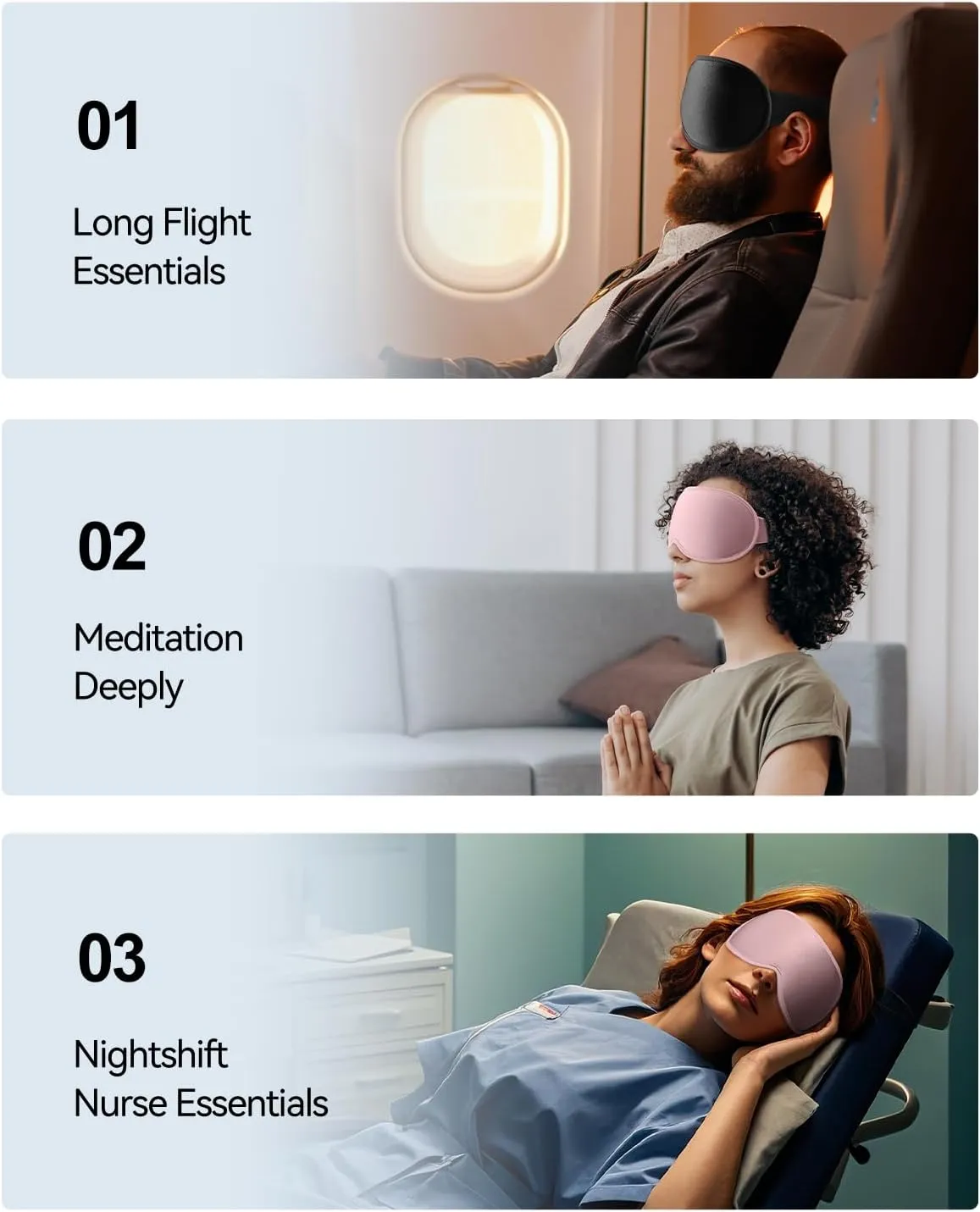 3D Weighted Sleep Mask for Women: 100% Light Blocking - Night Shift Nurse Essentials for Work, Road Trip Travel and Flight Essentials - Zero Eye Pressure for Eyelash, Soft Memory Foam, Pink