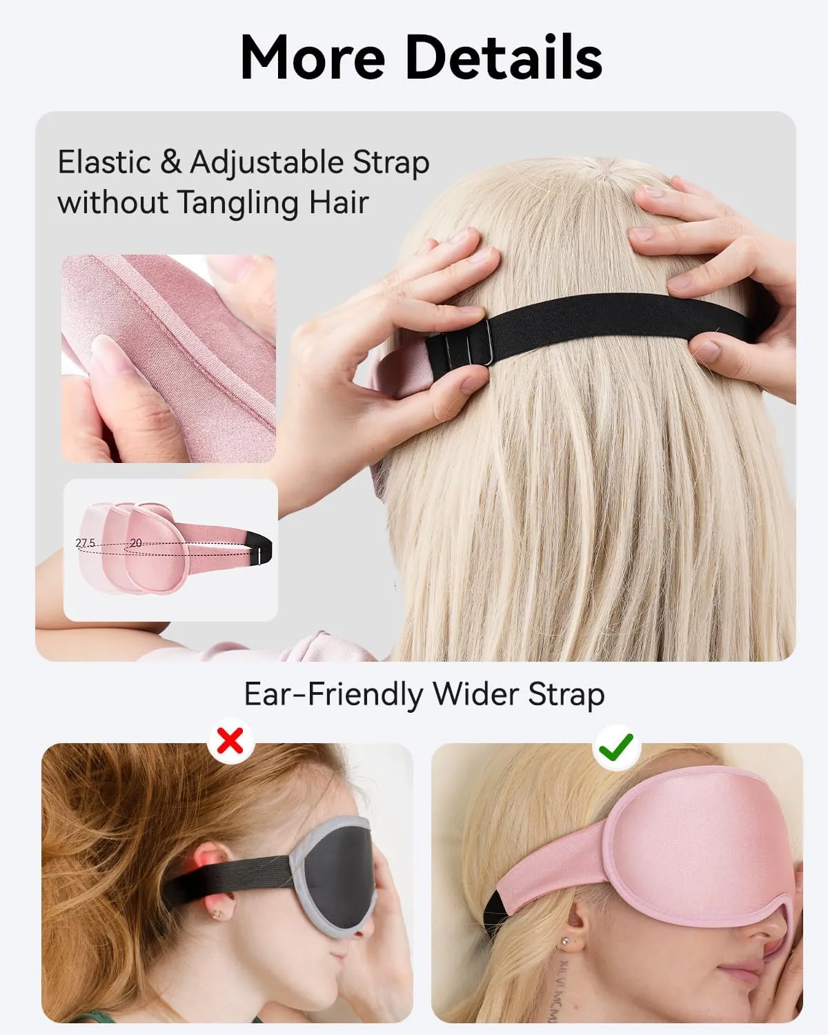 3D Weighted Sleep Mask for Women: 100% Light Blocking - Night Shift Nurse Essentials for Work, Road Trip Travel and Flight Essentials - Zero Eye Pressure for Eyelash, Soft Memory Foam, Pink
