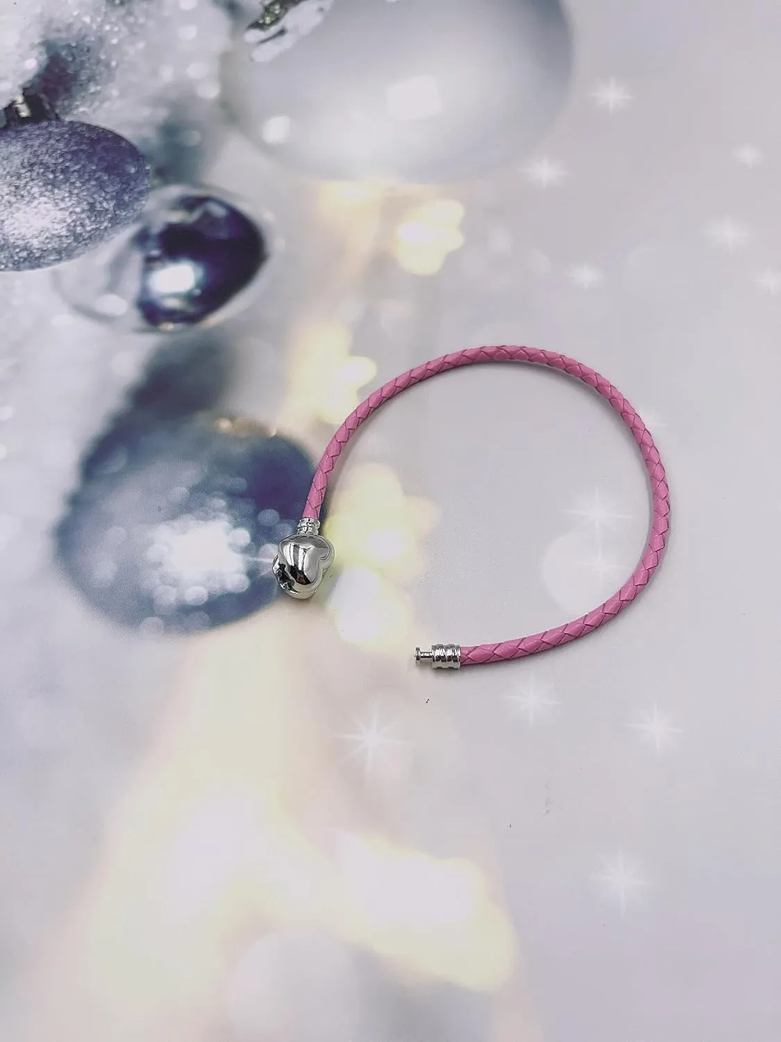 3mm Leather Charm Bracelet Heart Barrel Snap Clasp Handmade Braided Wristband for European Pandora Charm Bead Multiple Sizes 16-21CM