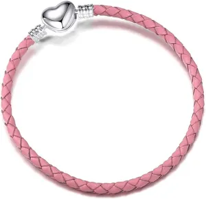 3mm Leather Charm Bracelet Heart Barrel Snap Clasp Handmade Braided Wristband for European Pandora Charm Bead Multiple Sizes 16-21CM