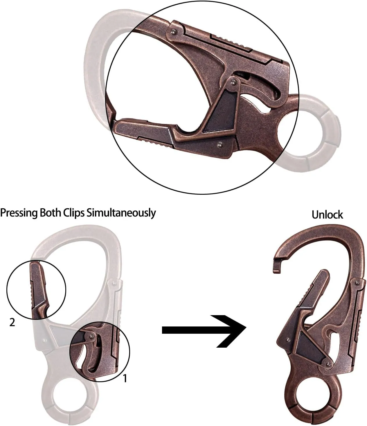 Ahiller Muscular Carabiner Hook3.1" Alloy Thick Keychain Clip for Man, Outdoor Camping, Hiking Accessories, Key Ring