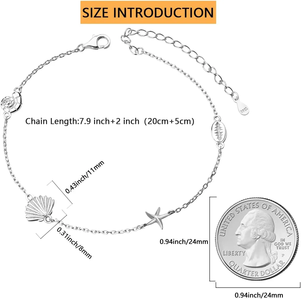 Anklet for Women Sterling Silver Adjustable Foot Evil Eye Butterfly Sea Turtle Starfish Wave Infinity Beach Ankle Bracelet
