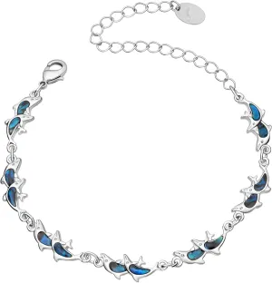Beach Anklet Bracelet for Women Silver Plated Adjustable Abalone Shell Sea Turtle Dolphin Starfish Sand Dollar Ocean Ankle Bracelet for Women Summer Beach Jewelry