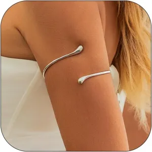 CSIYANJRY99 Gold Silver Arm Cuff for Women Minimalist Arm Cuff Upper Arm Snake Cuffs Jewelry for Women Layered Bangle Armband Armlet