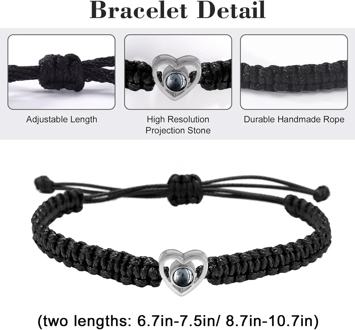 Custom Bracelet with Picture Inside,Projection Picture Bracelet Personalized Photo,Customized Photo Bracelets Gifts Memorial Gifts for Couples/Women/Men
