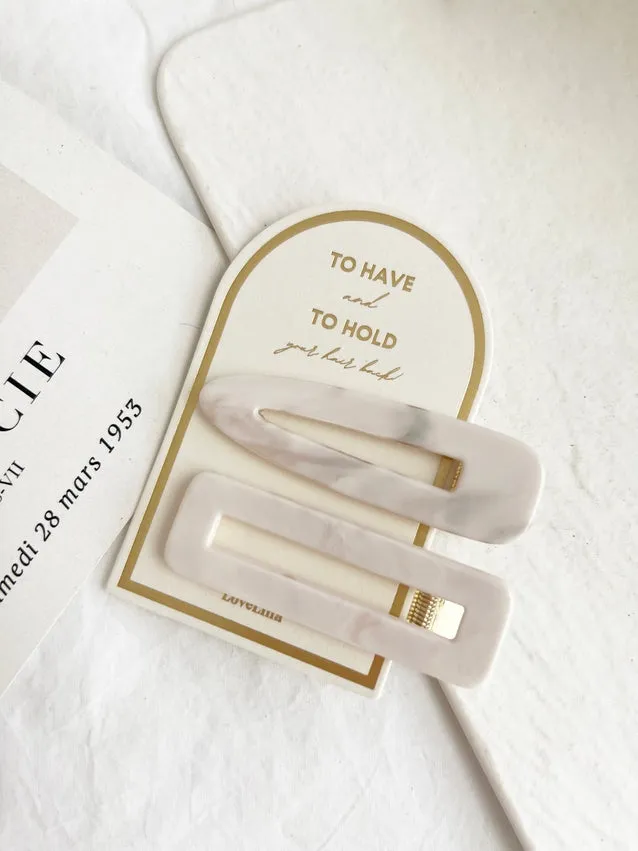 Dree Alligator Barette Clips - Marble