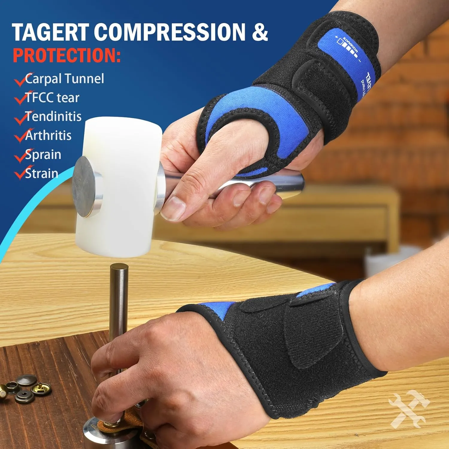 FEATOL 2 Pack Wrist Wraps for Pain, Hand Wraps for Carpal Tunnel, TFCC, Tendonitis, Sprained, Work, Sports, Extra Compression Wrist Support for Women Men, Left & Right Hand, Medium