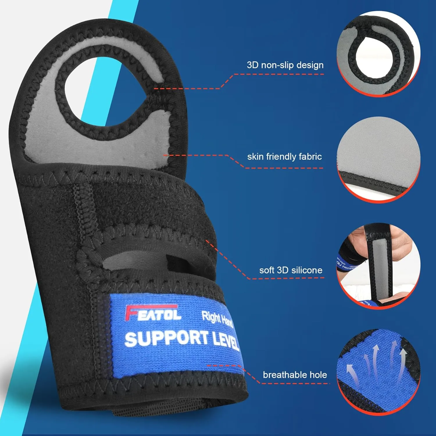 FEATOL 2 Pack Wrist Wraps for Pain, Hand Wraps for Carpal Tunnel, TFCC, Tendonitis, Sprained, Work, Sports, Extra Compression Wrist Support for Women Men, Left & Right Hand, Medium