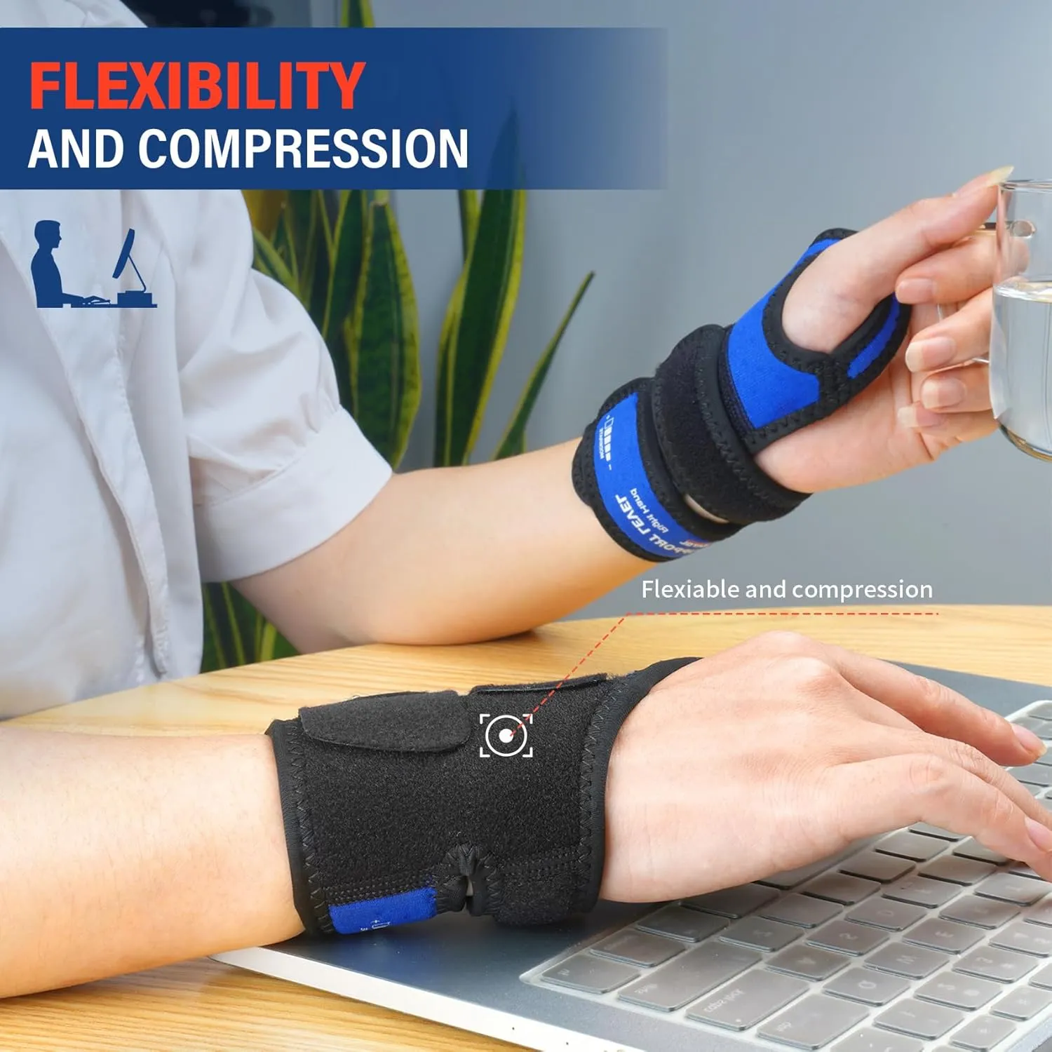 FEATOL 2 Pack Wrist Wraps for Pain, Hand Wraps for Carpal Tunnel, TFCC, Tendonitis, Sprained, Work, Sports, Extra Compression Wrist Support for Women Men, Left & Right Hand, Medium