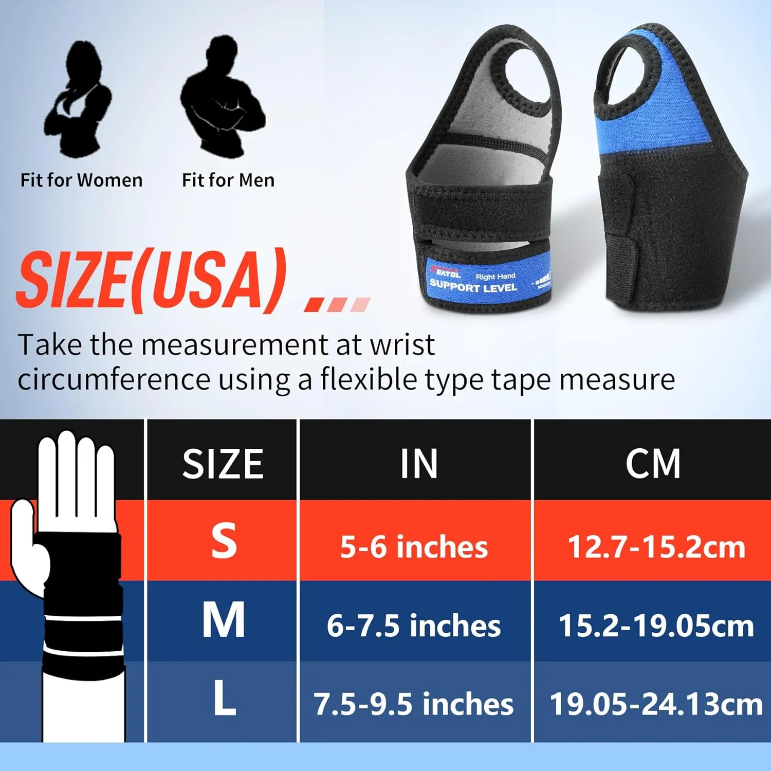 FEATOL 2 Pack Wrist Wraps for Pain, Hand Wraps for Carpal Tunnel, TFCC, Tendonitis, Sprained, Work, Sports, Extra Compression Wrist Support for Women Men, Left & Right Hand, Medium