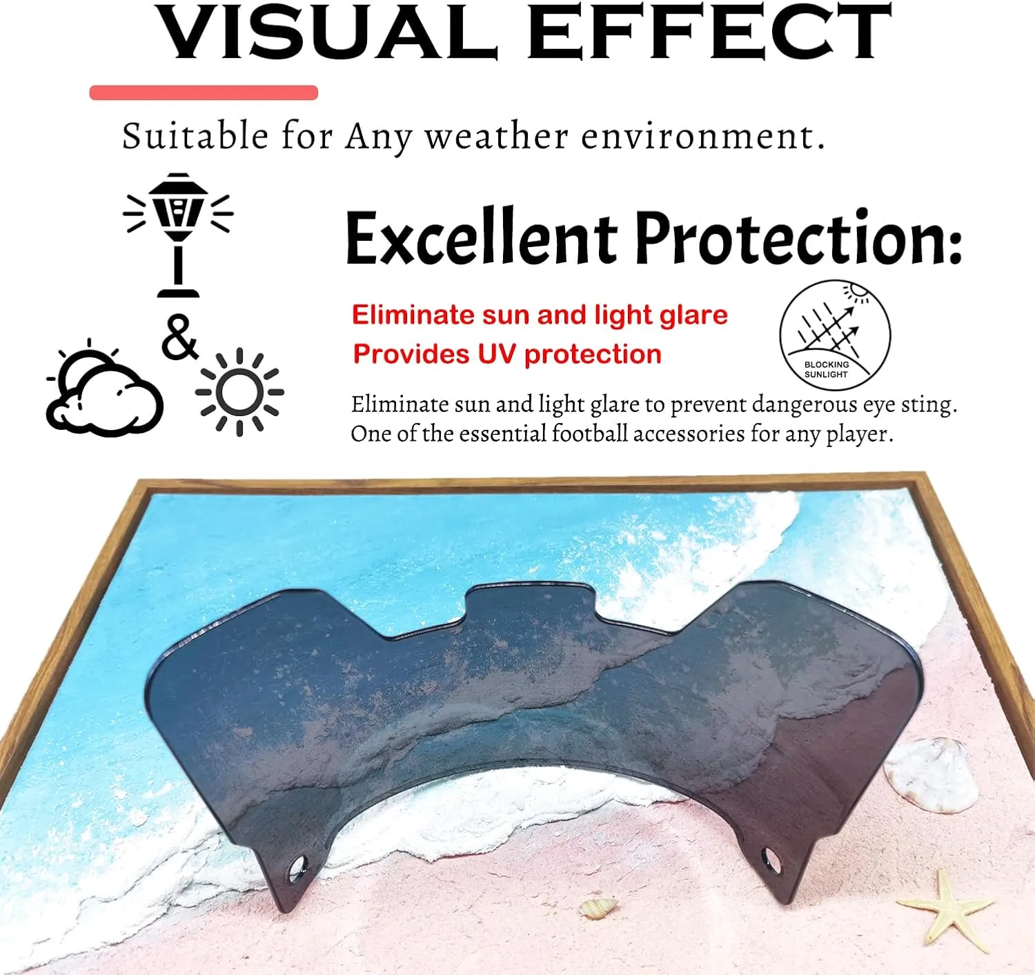 Football Visor, Youth and Adult Football Helmet Viosor. Facial Protection Visor For Football Helmet Accessories, Shock Resistance, Scratch Resistant, UV Block, Reduces Glare, Enhances Clarity.