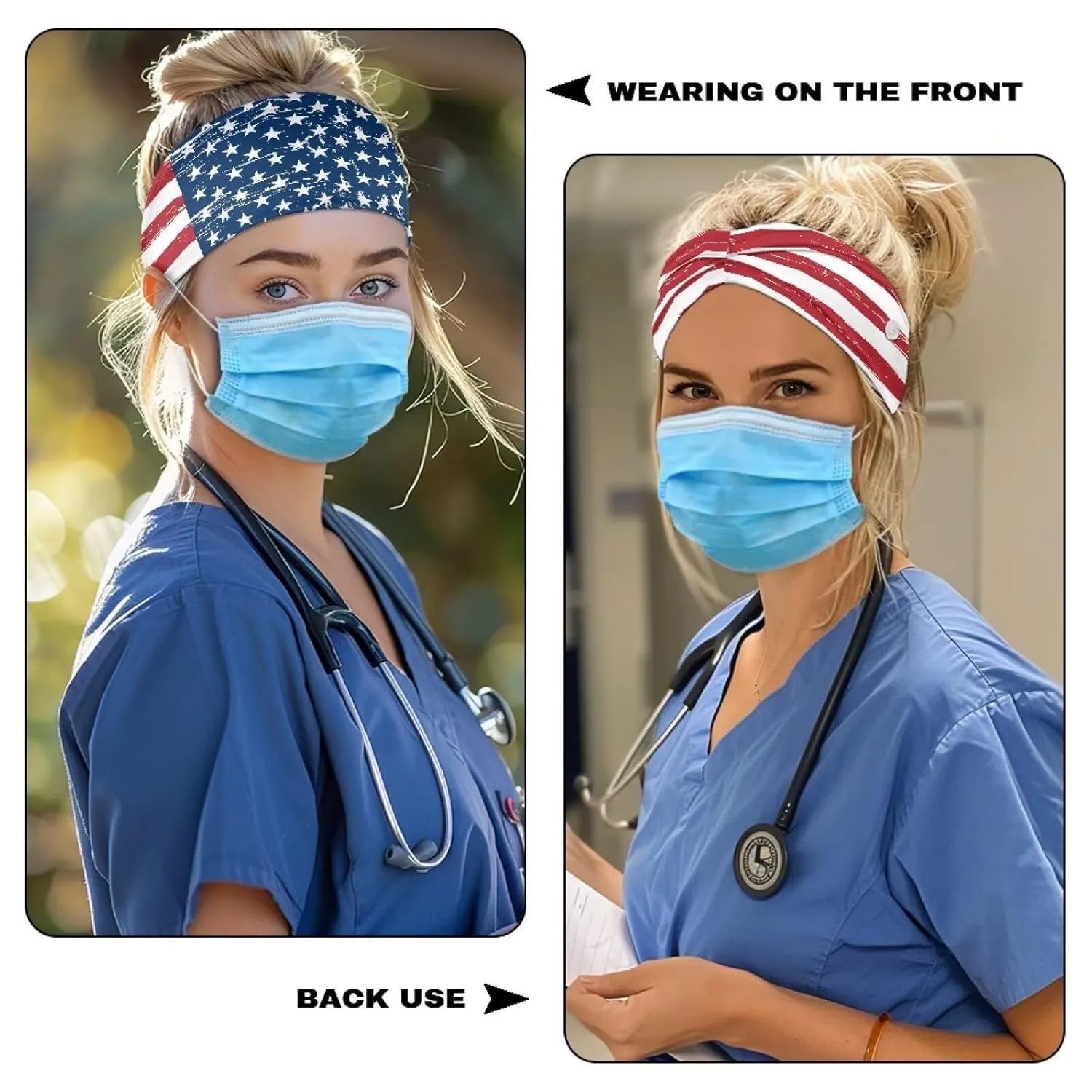 Gomyblomy USA Flag Headbands for Women Girls American Patriotic Independence Day 4th of July Headband Red White and Blue Hair Bands Elastic Sweatband Hair Accessories