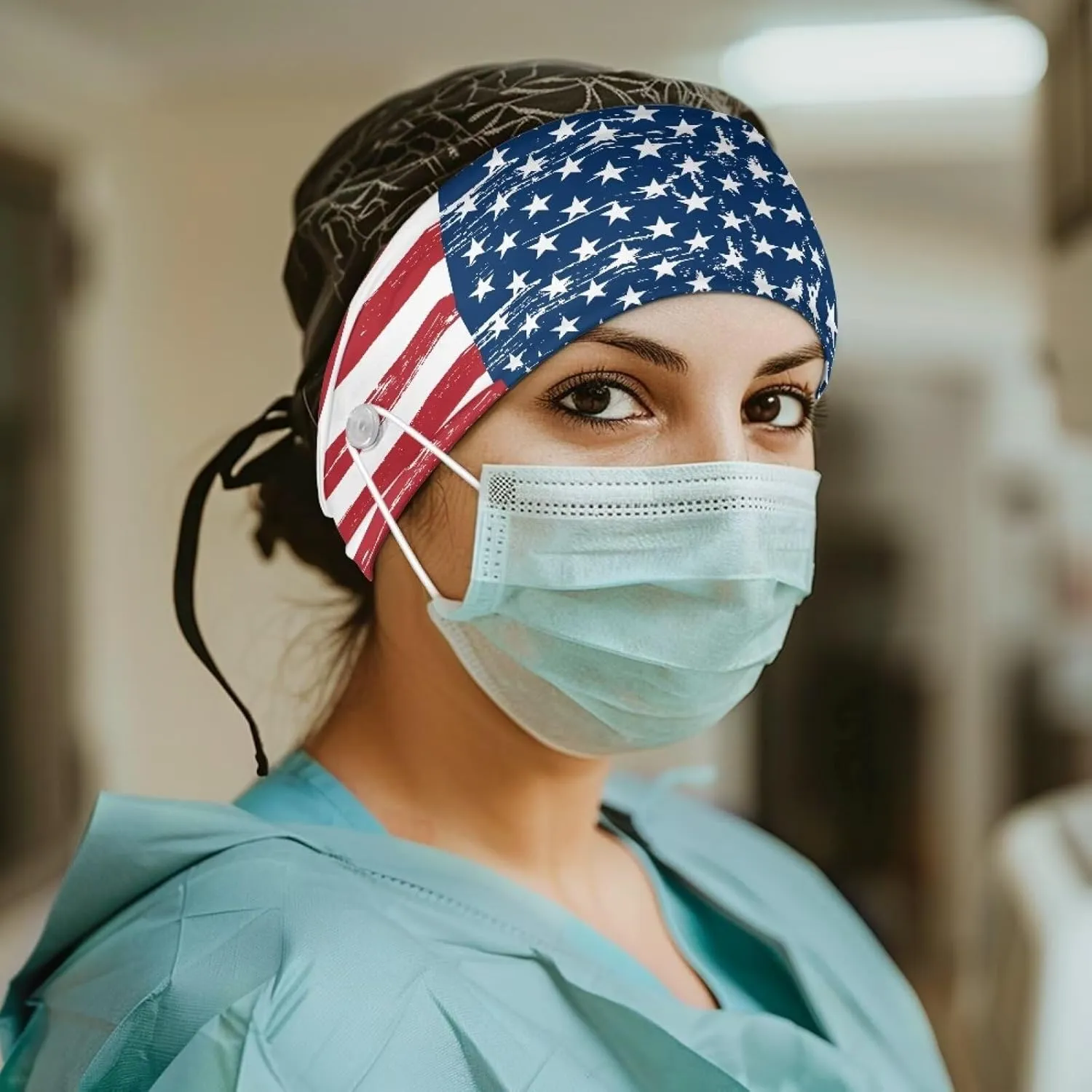 Gomyblomy USA Flag Headbands for Women Girls American Patriotic Independence Day 4th of July Headband Red White and Blue Hair Bands Elastic Sweatband Hair Accessories