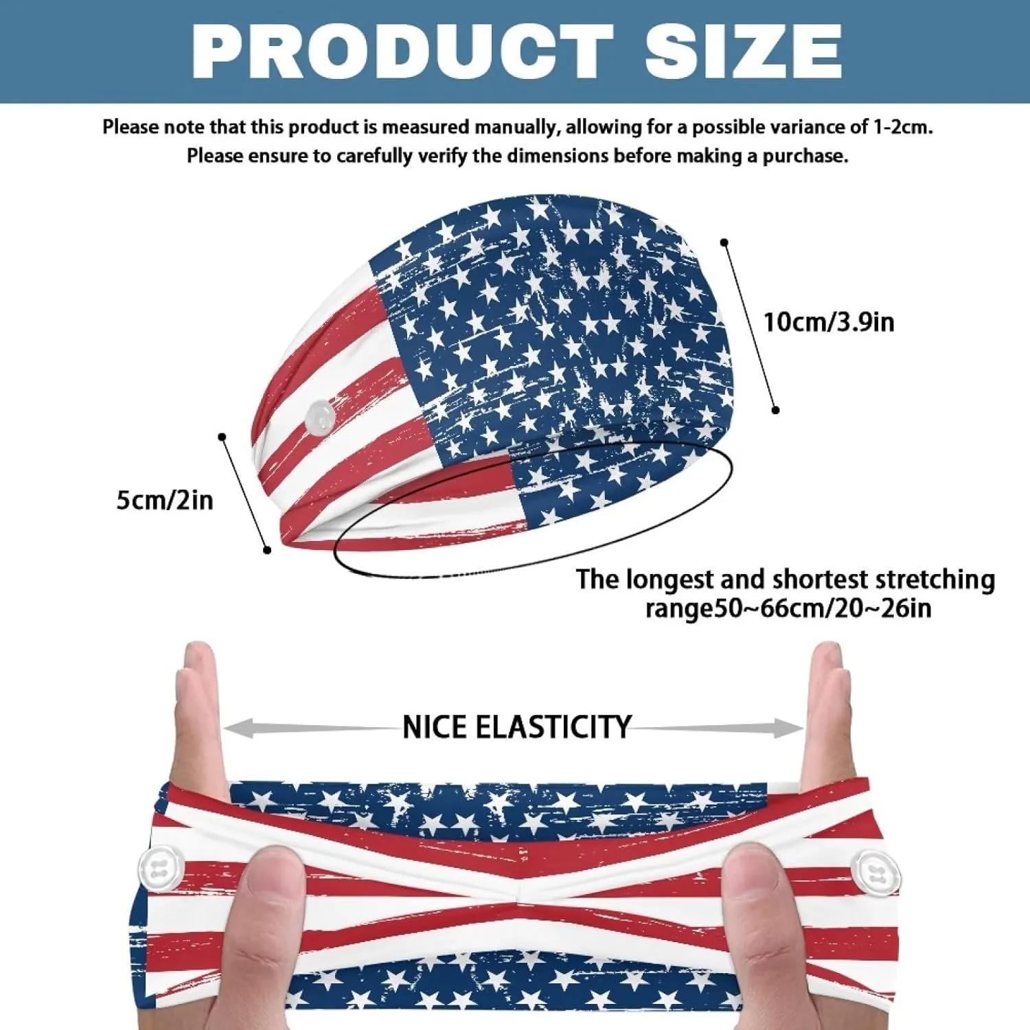 Gomyblomy USA Flag Headbands for Women Girls American Patriotic Independence Day 4th of July Headband Red White and Blue Hair Bands Elastic Sweatband Hair Accessories