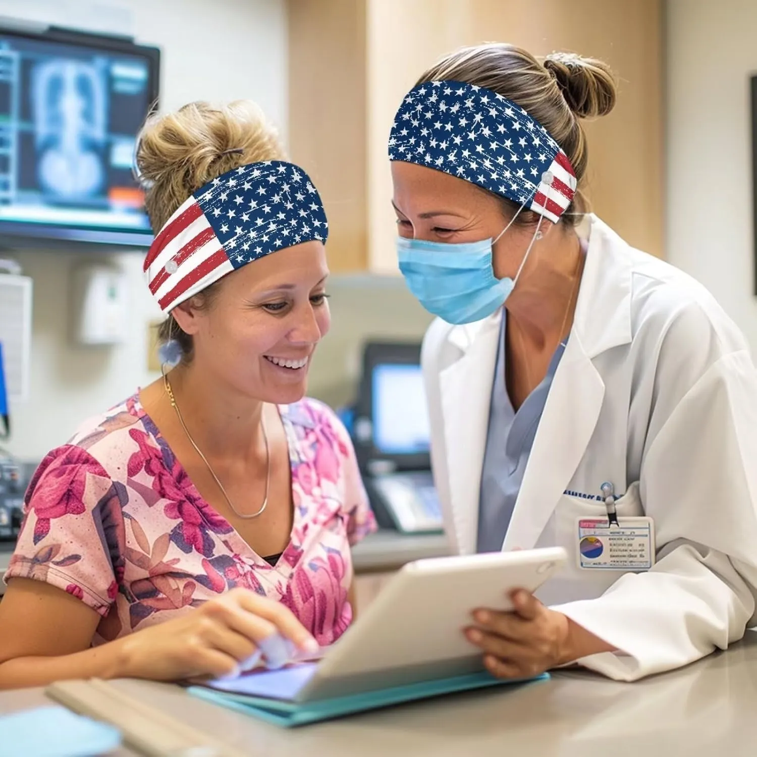 Gomyblomy USA Flag Headbands for Women Girls American Patriotic Independence Day 4th of July Headband Red White and Blue Hair Bands Elastic Sweatband Hair Accessories