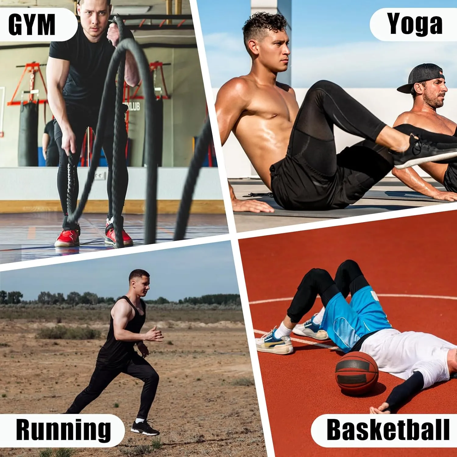 HYCOPROT Men's Compression Pants, Athletic Leggings Base Layer Cool Dry Workout Tights for Running Yoga Gym Basketball
