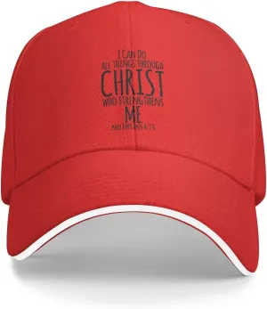 I Can Do All Things Through Christ, Christian God Baseball Caps Men Women Ball Hat Adjustable Trucker Hat Cowboy Hat