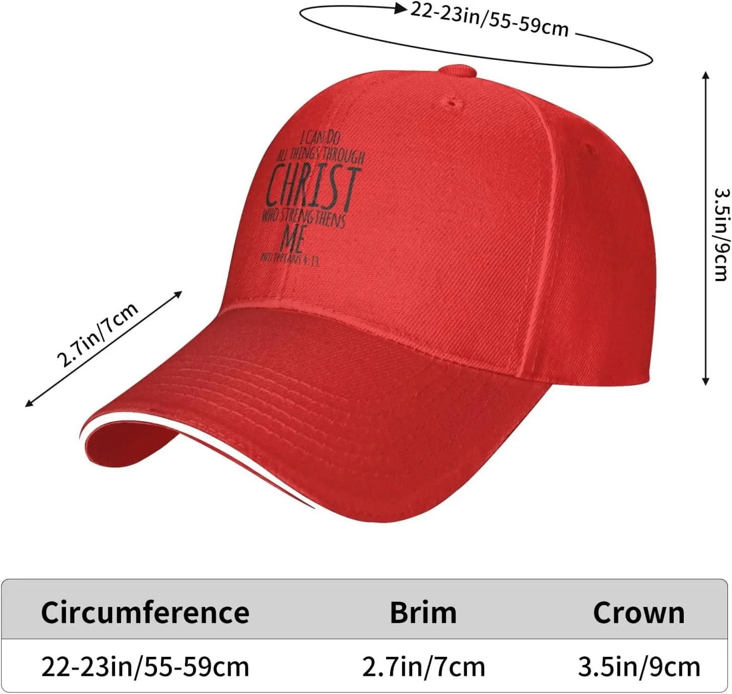 I Can Do All Things Through Christ, Christian God Baseball Caps Men Women Ball Hat Adjustable Trucker Hat Cowboy Hat