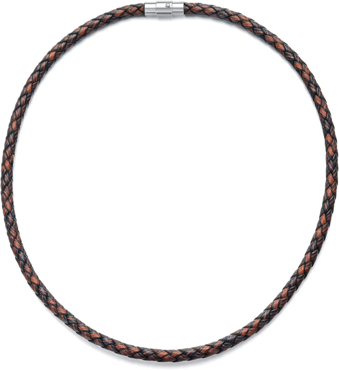 KXJ 5mm Leather Cord Rope Chain Necklace for Women Men,316L Stainless Steel Magnet Clasp Jewelry Gifts for Boys Brother Boyfriend Son Graduation Birthday Anniversary,Come Gift Box,14'' 16'' 18'' 20''21'' 22'' 24'' 26'' Made in Italy