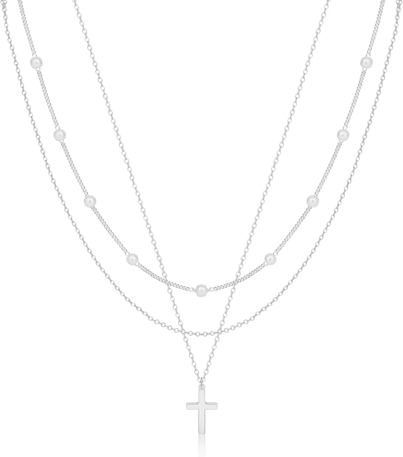 Layered Necklaces Set for Women, Dainty 14K Gold/Sterling Silver Plated Pendant Necklace Gold Chunky/Long Chain Stack Necklace Jewelry Gift for Women Trendy