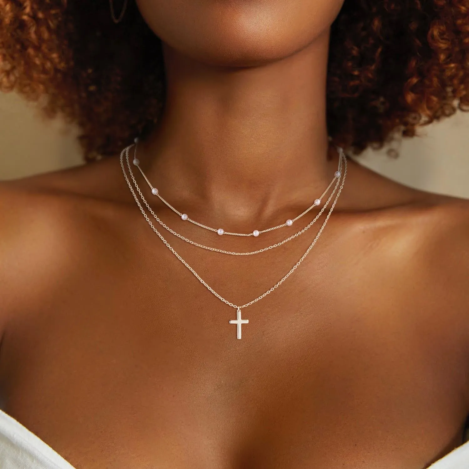 Layered Necklaces Set for Women, Dainty 14K Gold/Sterling Silver Plated Pendant Necklace Gold Chunky/Long Chain Stack Necklace Jewelry Gift for Women Trendy