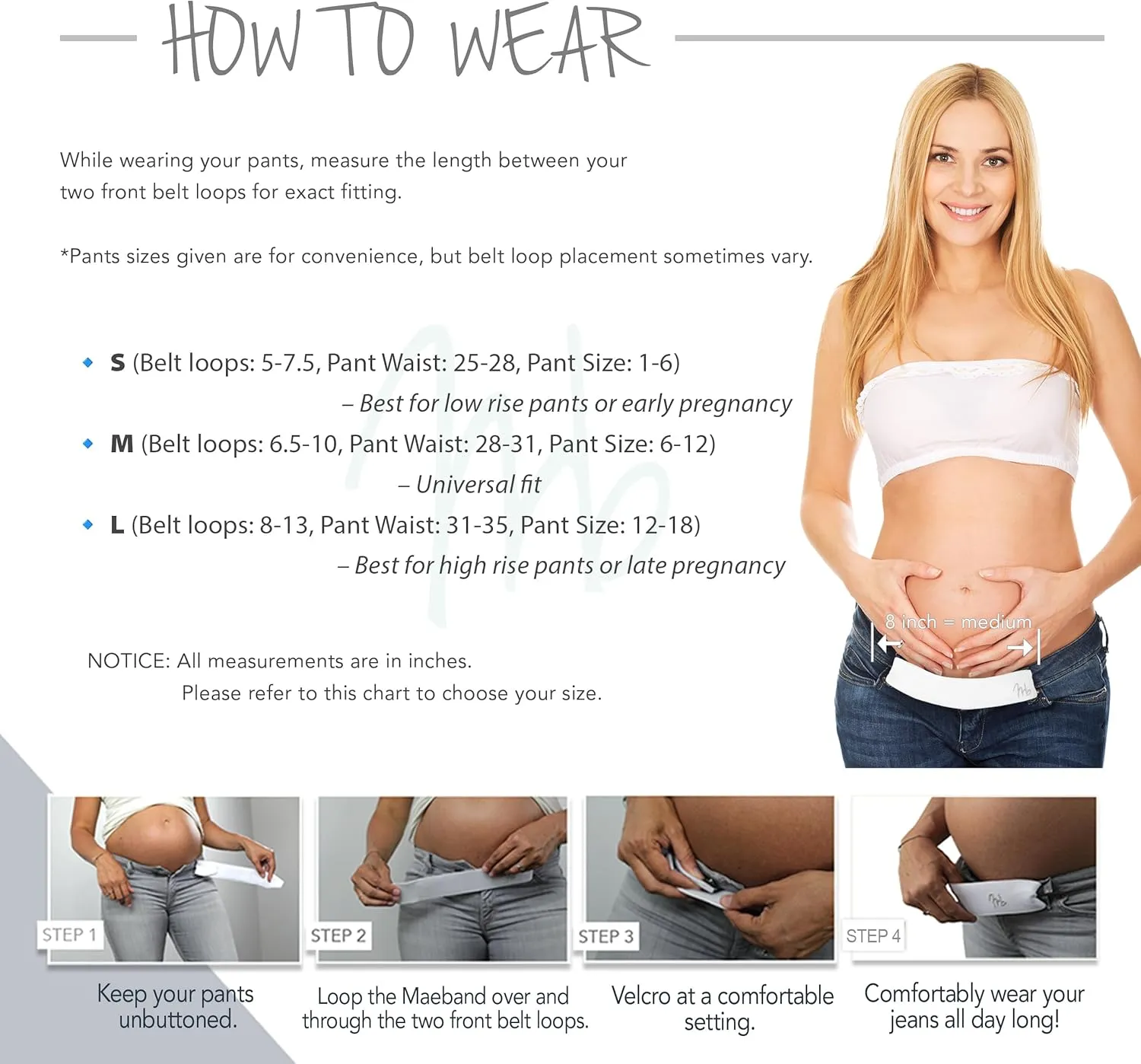 Maternity Belly Band  Instantly Extend Your Jeans, Pants & Shorts | Adjustable Waistband Extender for Pregnancy & Postpartum | Soft & Stretchy Maternity Clothes Accessory for Comfort & Support