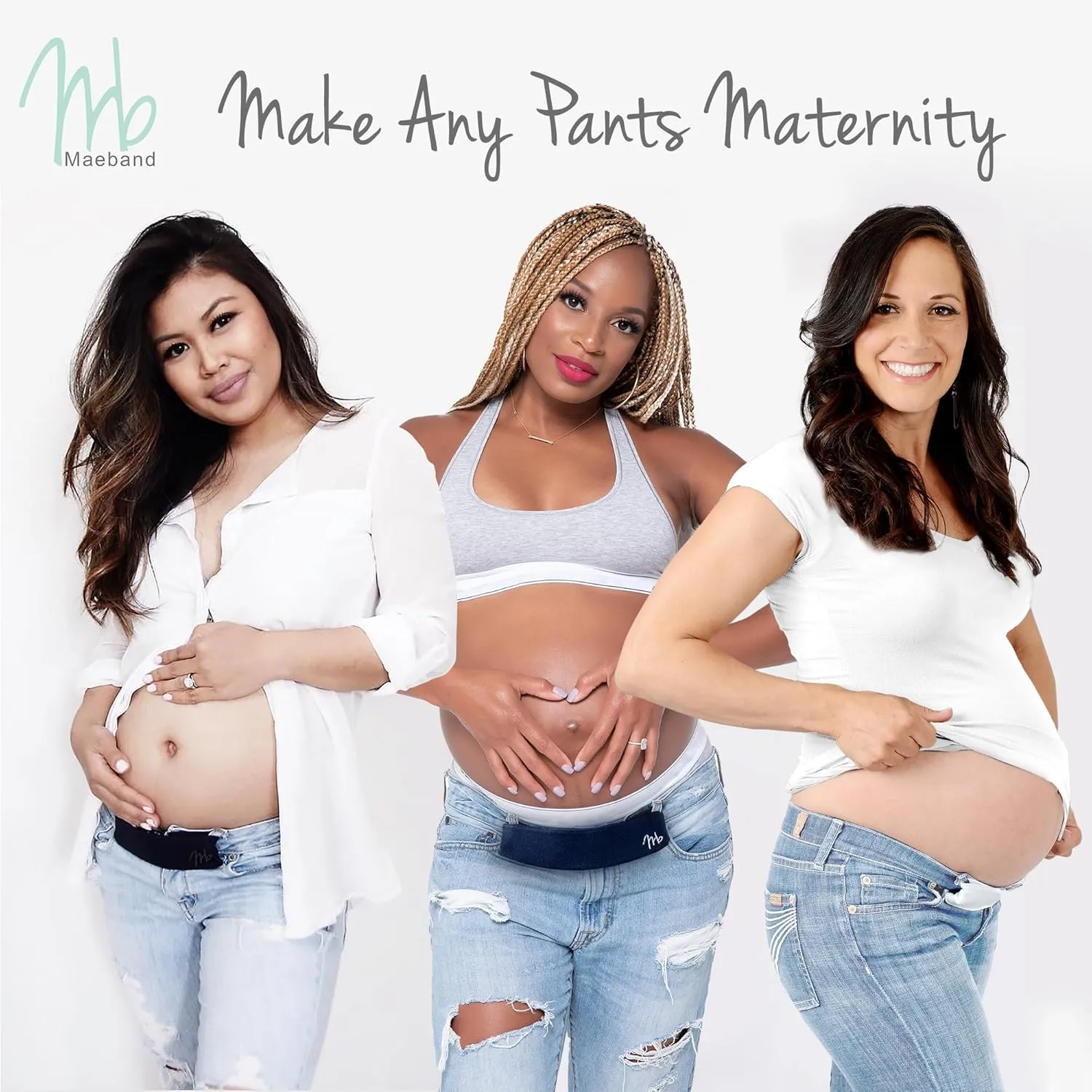 Maternity Belly Band  Instantly Extend Your Jeans, Pants & Shorts | Adjustable Waistband Extender for Pregnancy & Postpartum | Soft & Stretchy Maternity Clothes Accessory for Comfort & Support