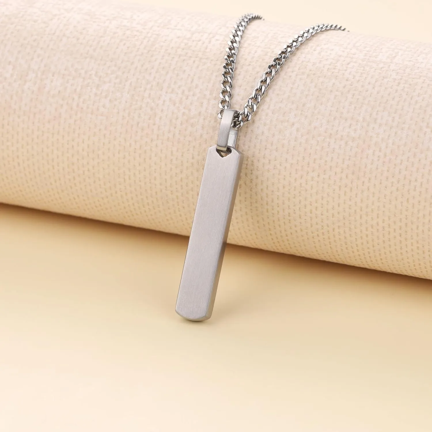 New Designs Men??s Stainless Steel Gold Bar Pendant Necklace
