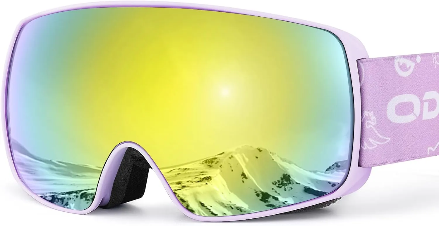 Odoland Kids Ski Goggles, Snowboard Goggles for Youth Skiing Age 8-16, Snow Goggles S2 Double Lens Anti-Fog UV400 Protection