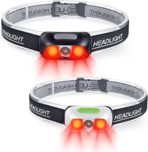 Rechargeable Headlamp, Ultra Bright 500 Lumen Head Lamp 5 Lighting Modes with Red Light, IPX4 Waterproof Adjustable Strap Headlamp Flashlight for Adult Emergency, Running, Camping, Cycling