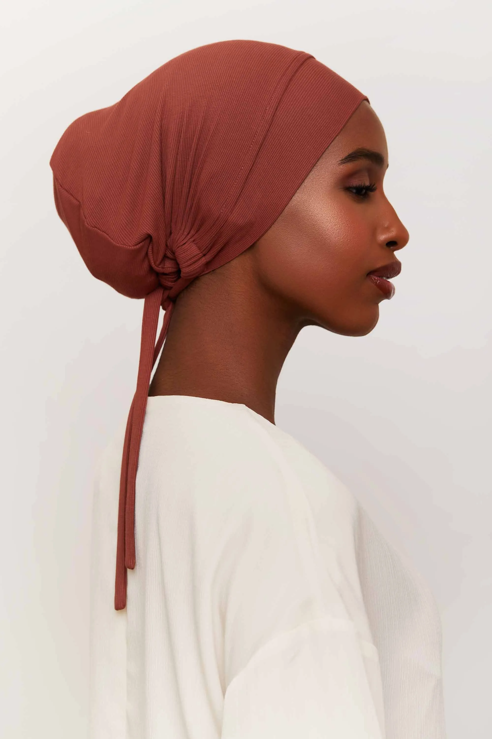 Ribbed Tie Back Undercap - Brown Out