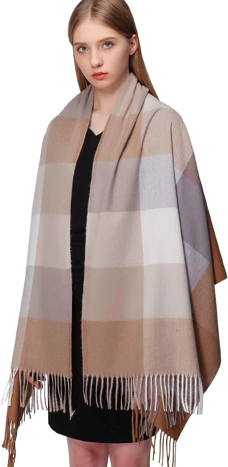 RIIQIICHY Plaid Scarfs for Women Fall Winter Scarves Pashmina Shawls and Wraps for Evening Dresses