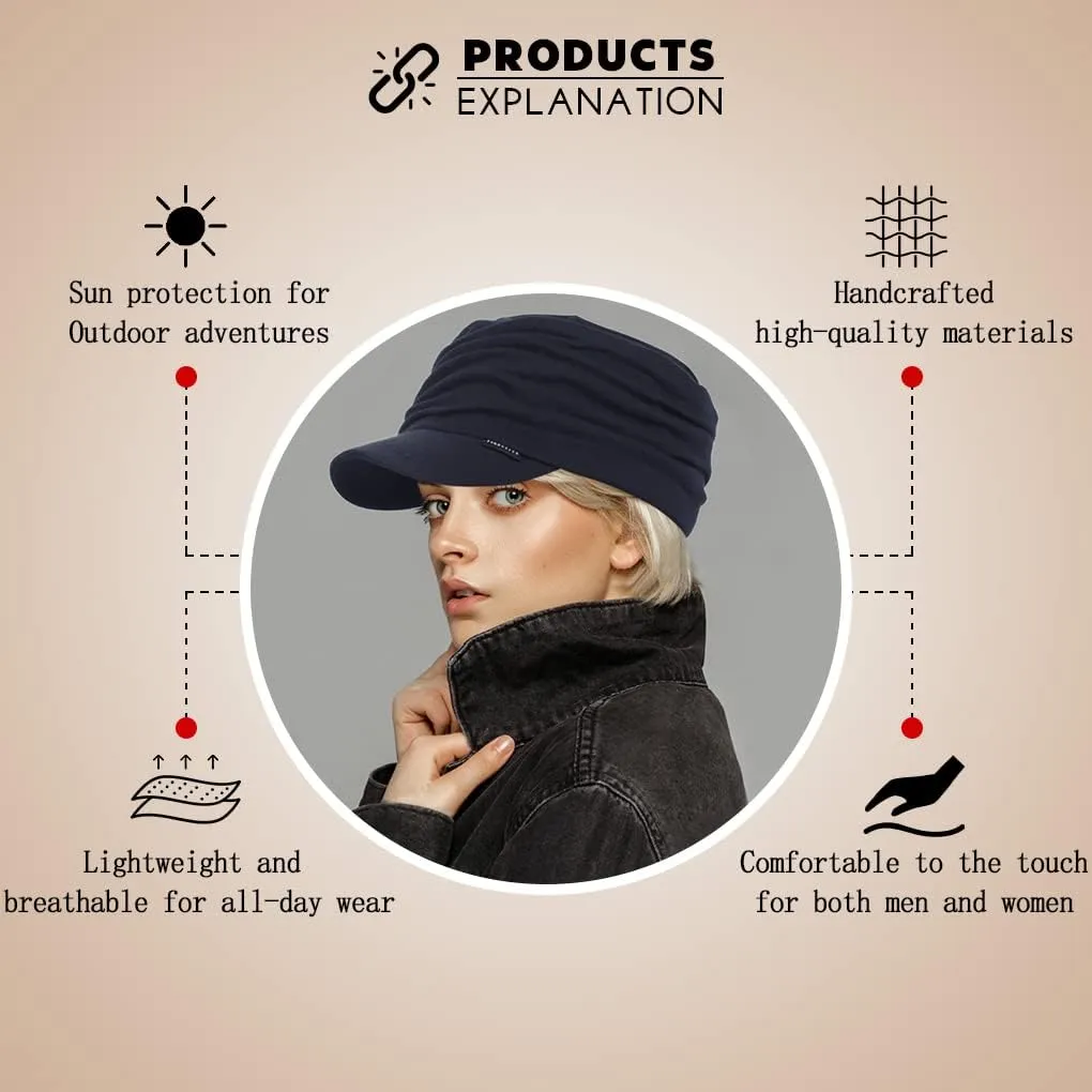 Ruphedy Newsboy Cap for Women Summer Chemo Headwear Hair Loss Cancer Hat with Brim