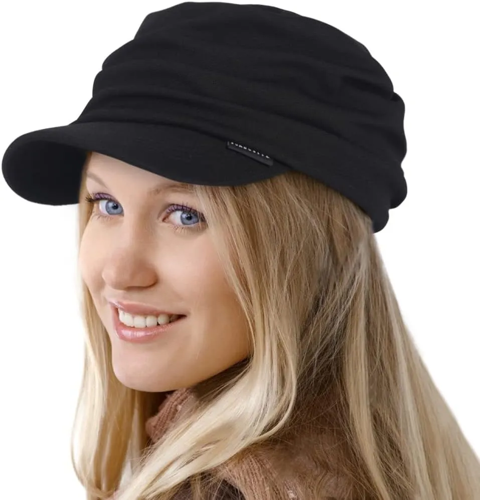 Ruphedy Newsboy Cap for Women Summer Chemo Headwear Hair Loss Cancer Hat with Brim