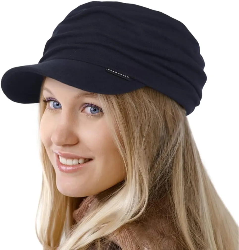 Ruphedy Newsboy Cap for Women Summer Chemo Headwear Hair Loss Cancer Hat with Brim