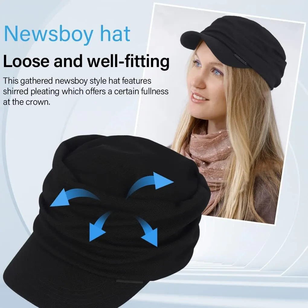 Ruphedy Newsboy Cap for Women Summer Chemo Headwear Hair Loss Cancer Hat with Brim