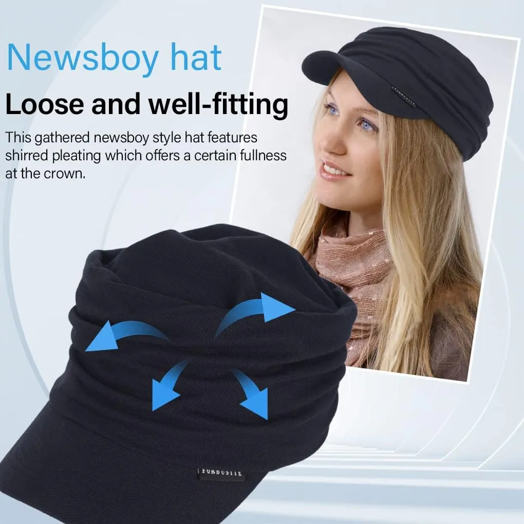 Ruphedy Newsboy Cap for Women Summer Chemo Headwear Hair Loss Cancer Hat with Brim