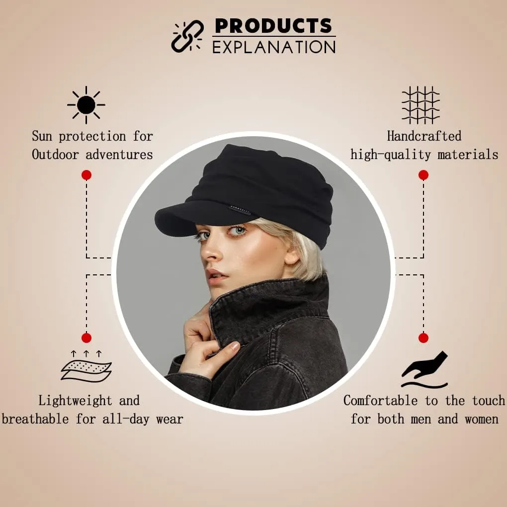 Ruphedy Newsboy Cap for Women Summer Chemo Headwear Hair Loss Cancer Hat with Brim
