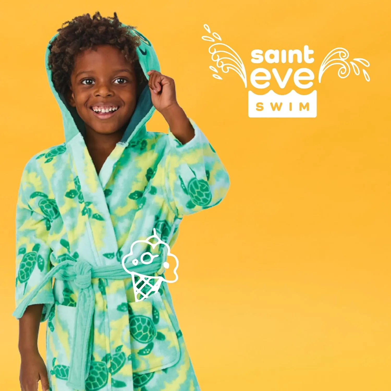 Saint Eve Kids Hooded Terry Swim and Beach Cover Up Robe for Boys and Girls