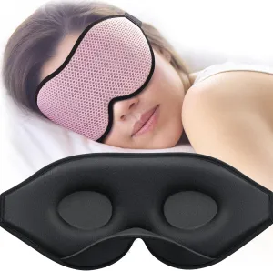 Sleep Mask for Side Sleeper, Eye Mask for Sleeping Women Men, 3D Contoured Cup No Eye Pressure 100% Light Blocking Sleeping Mask with Adjustable Strap Night Blindfold Flight, Travel, Nap, Pink