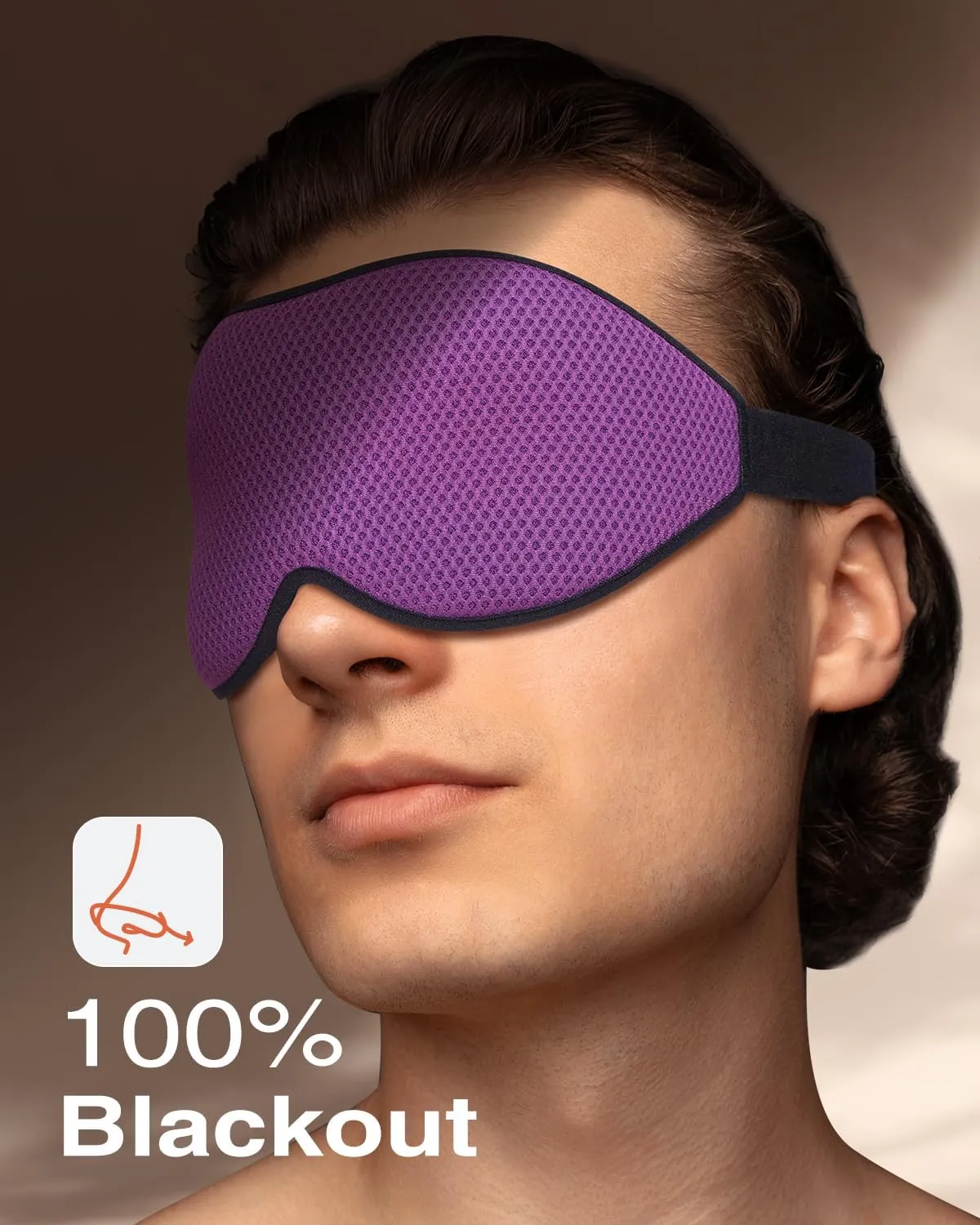 Sleep Mask for Side Sleeper, Eye Mask for Sleeping Women Men, 3D Contoured Cup No Eye Pressure 100% Light Blocking Sleeping Mask with Adjustable Strap Night Blindfold Flight, Travel, Nap, Purple