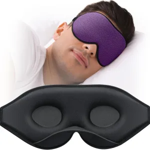 Sleep Mask for Side Sleeper, Eye Mask for Sleeping Women Men, 3D Contoured Cup No Eye Pressure 100% Light Blocking Sleeping Mask with Adjustable Strap Night Blindfold Flight, Travel, Nap, Purple