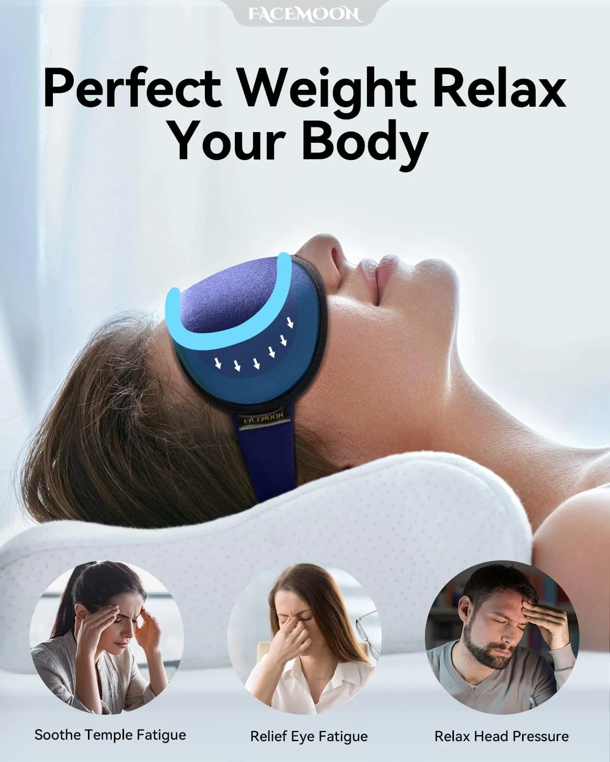Sleeping Mask for Men Women, Weighted Eye Mask for Sleeping, Airplane Travel Essentials, Eye Cover for Deep Sleep, Night Shift Nurse, 3D Controued, Eyelash Freely, Washable, Memory Foam(Navy Blue)