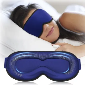 Sleeping Mask for Men Women, Weighted Eye Mask for Sleeping, Airplane Travel Essentials, Eye Cover for Deep Sleep, Night Shift Nurse, 3D Controued, Eyelash Freely, Washable, Memory Foam(Navy Blue)